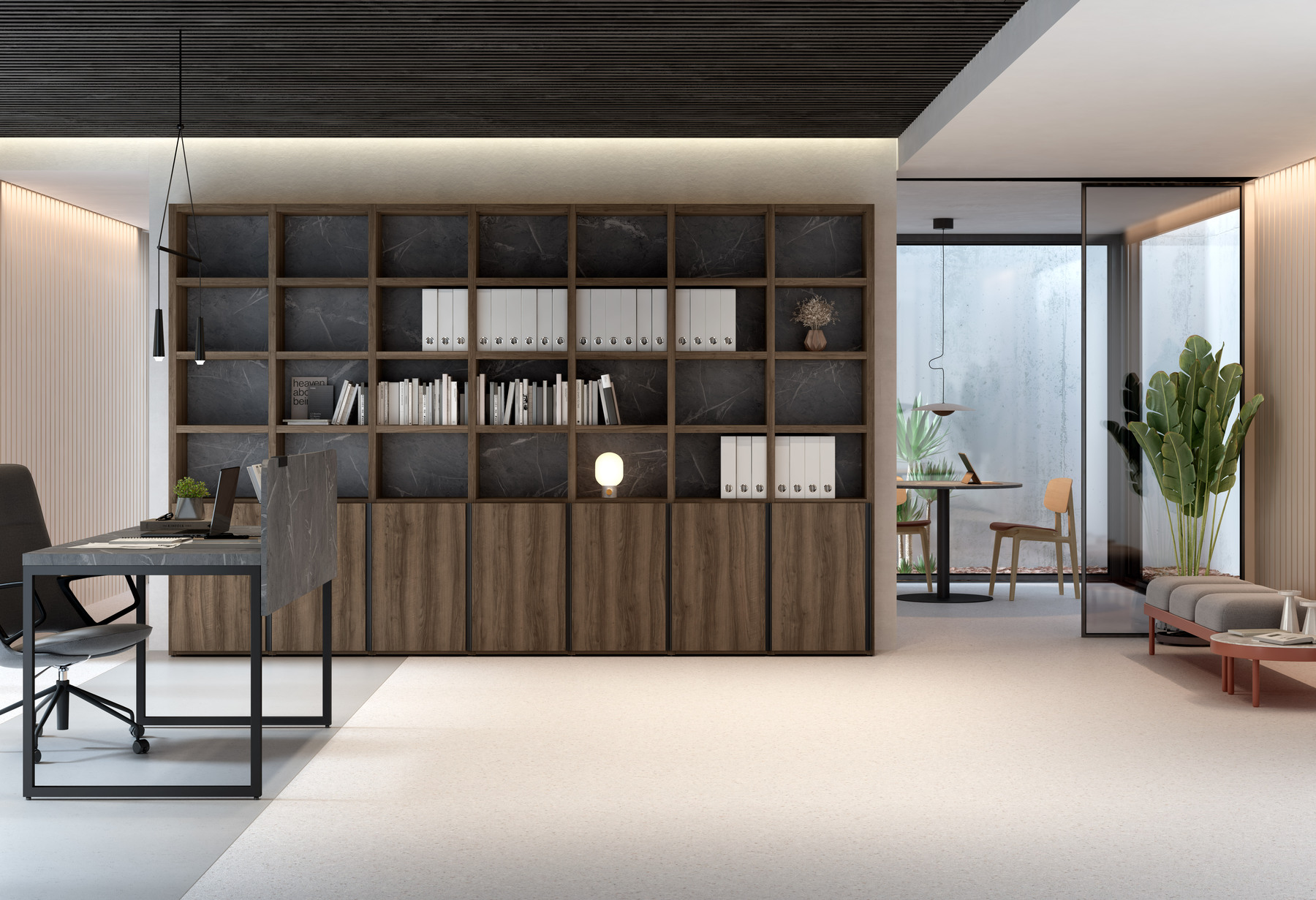 Estanter a Para Libros Con Puertas Y Mesa De Oficina Muebles ANTAIX